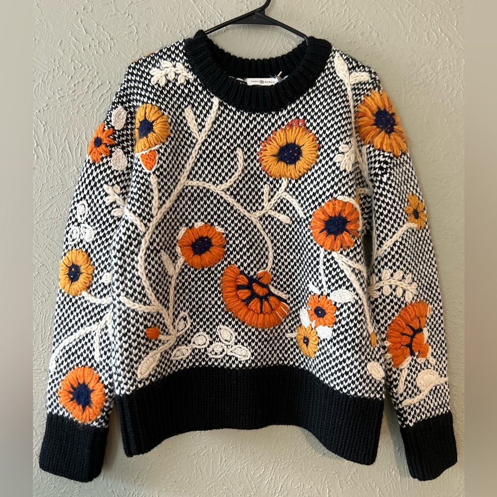Tory Burch Floral Embroidered Sweater